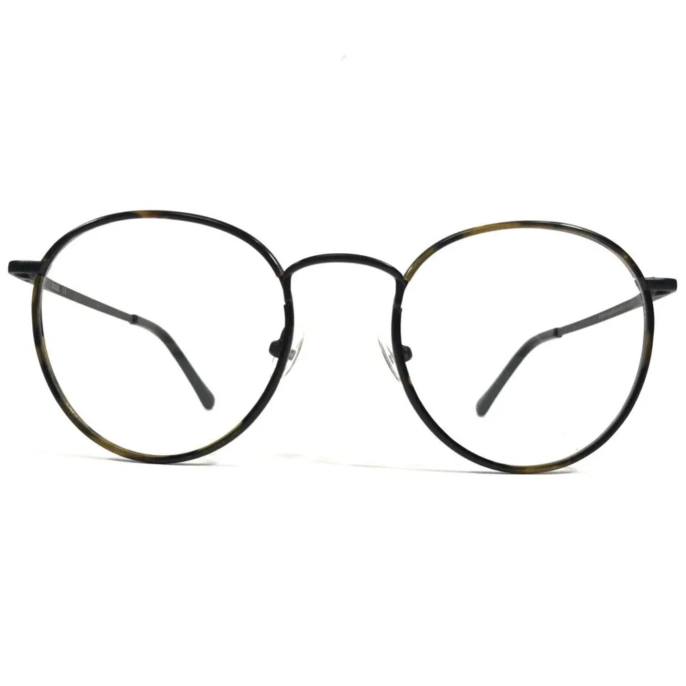 Iconik Eyeglasses Frames Siren C03 Black Brown Tortoise Round Wire Rim 50-20-145